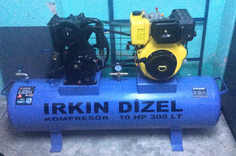 Kompresr Irkn Dizel kompresor Satlk 10 hp ( beygir ) 300 lt dizel
