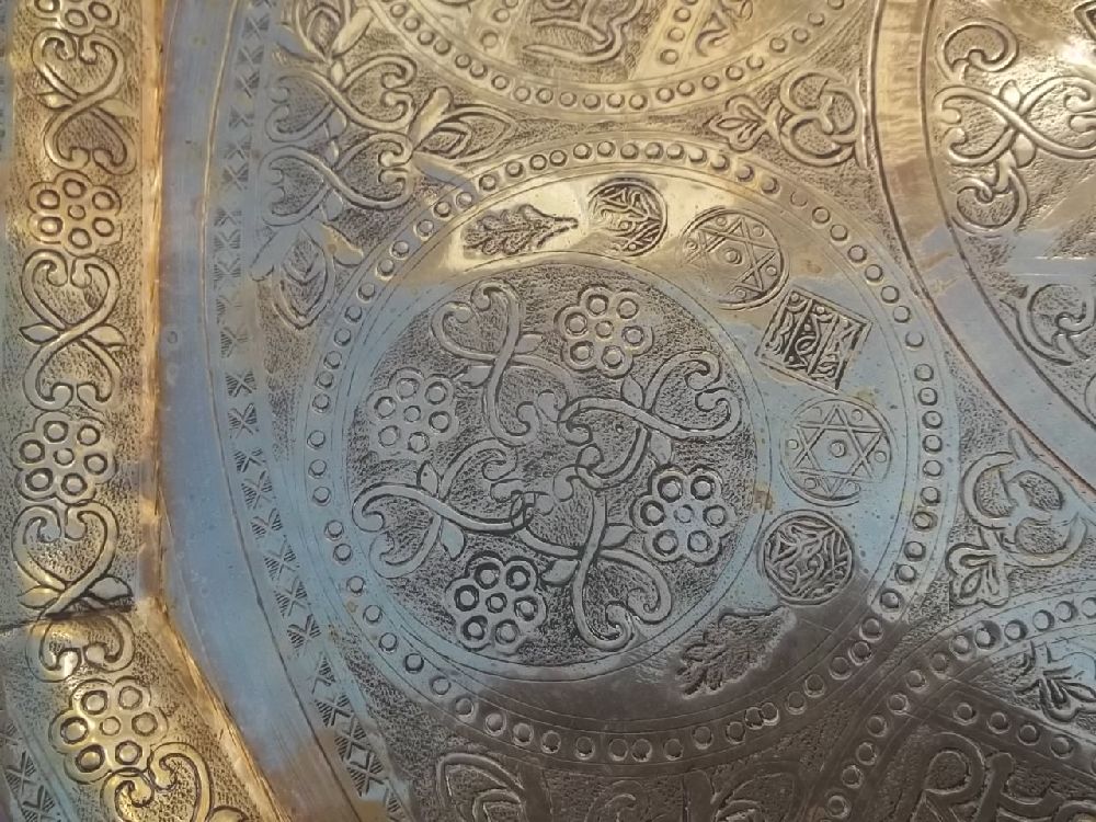 Tepsi 12 keli yazl bronz teps Satlk Antika koleksiyonluk ibranice yazl  bronz teps