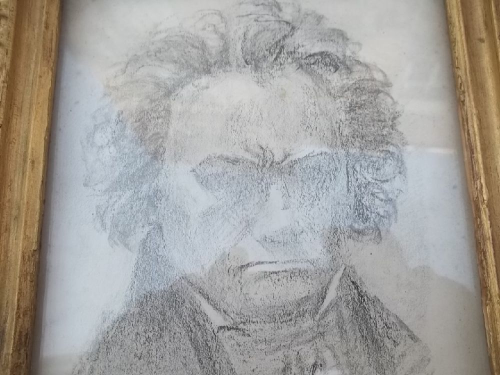 Resim, Tablo ESAT ERAL Satlk Eset Eral imzal kara kalem tablo - Beethoven