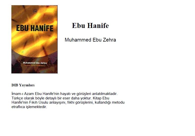 Dini Kitaplar Satlk Ebu Hanife (mam Azam)