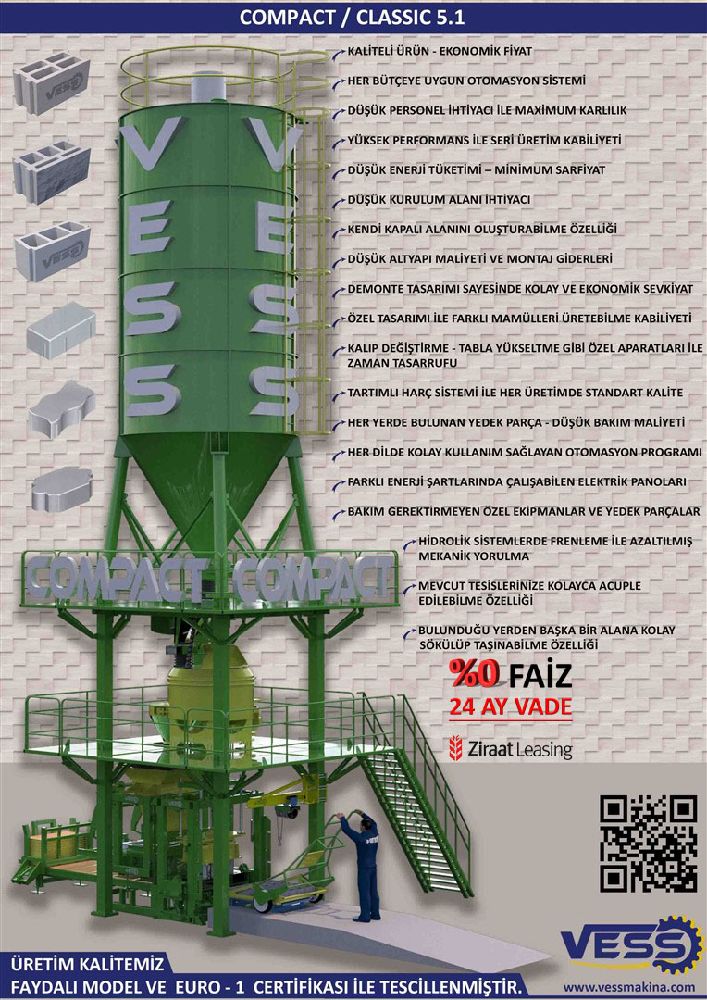 Dier naat Makineleri Briket Makinas Satlk Vess Compact Classc 5.1 / 24 Ay Vade %0 Faiz