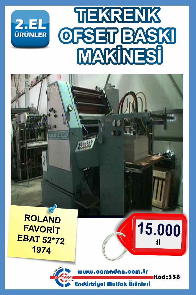 Ofset Bask Makinalar Satlk Tekrenk Ofset Bask Makinesi Roland Favorit Ebat 5