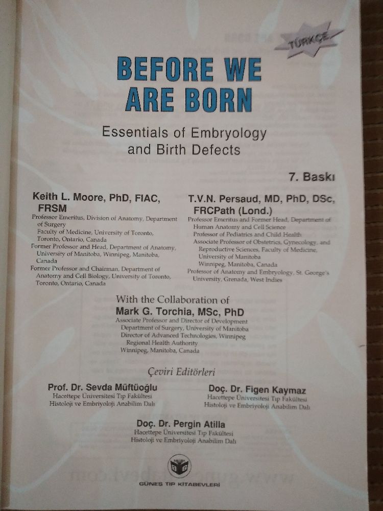 Tp Kitaplar Satlk Embriyoloji ve Doum defektlerinin temelleri