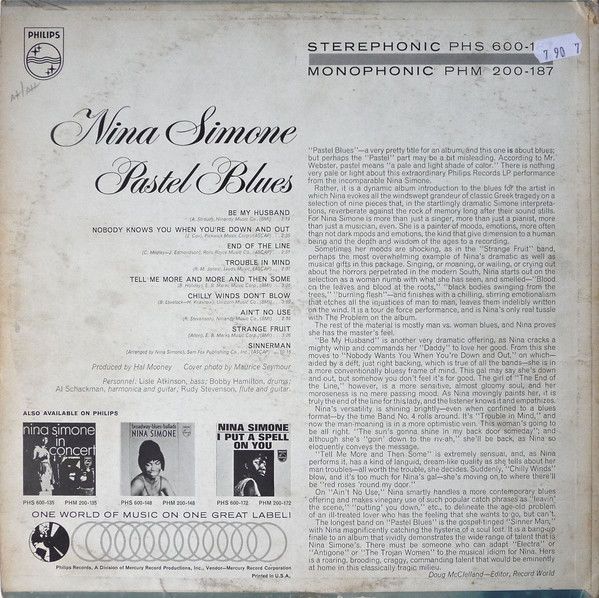 Blues Satlk Nina simone - Pastel Blues (180 gr Lp plak)
