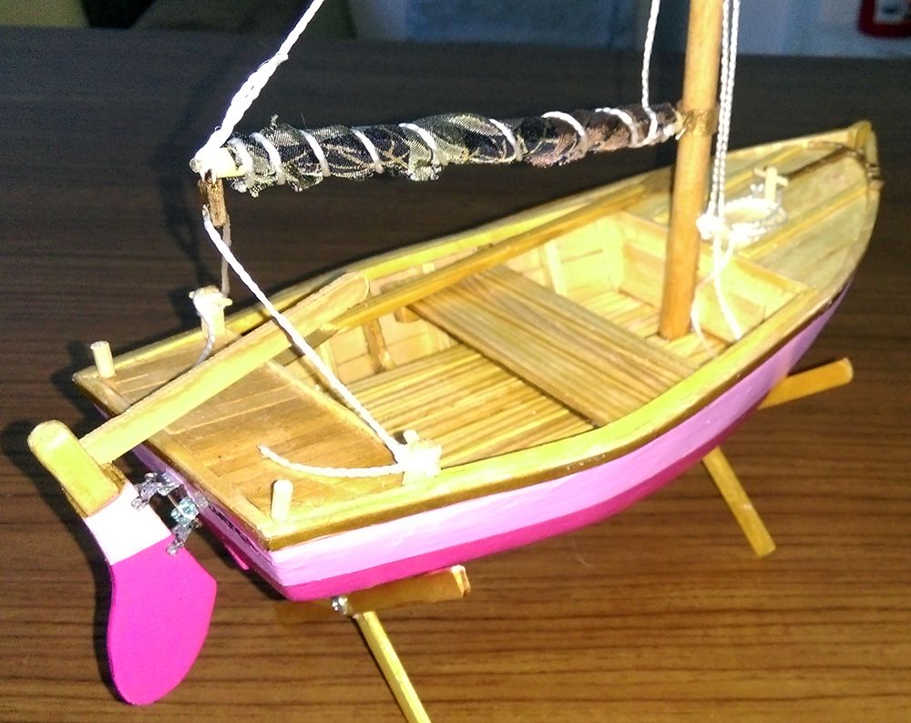Gemi Maketleri Biblo Tekne Satlk El yapm Biblo Yelkenli Optimist Teknesi-Flamingo