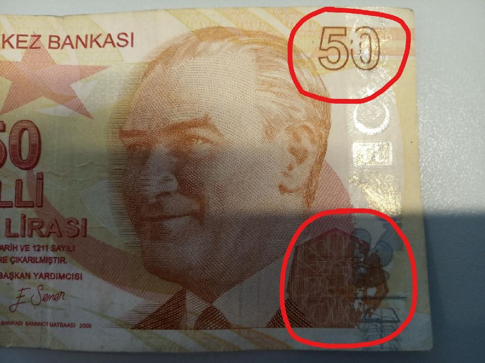 Paralar Trkiye Hatal Basm Para Satlk Hatal Basm 50,00 Tl