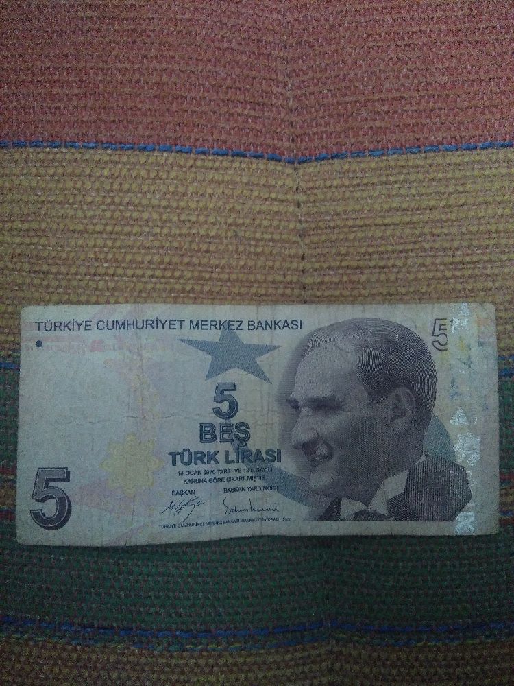 Paralar Trkiye 5 TL'lik banknot Satlk Hatal basm para