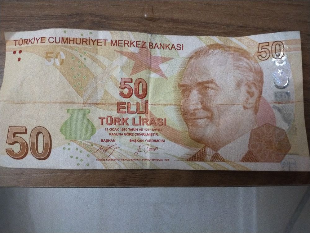 Paralar Trkiye Hatal basm 50 tl Satlk Hatal basm 50tl