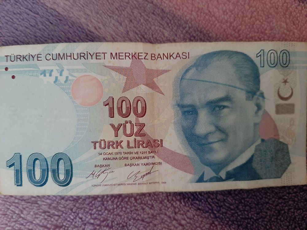 Paralar Trkiye 100 tl Satlk Mrekkep hatali