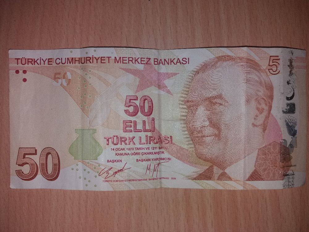 Paralar Trkiye Satlk Ziraat Bankas Onayl Hatal Basm 50 Tl