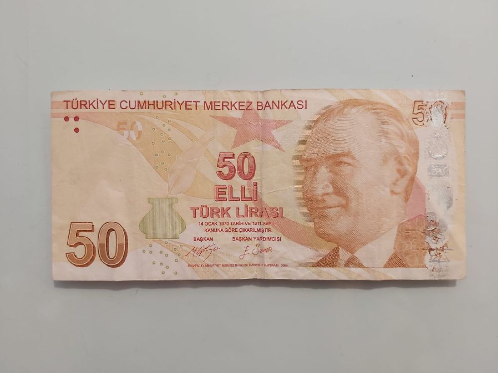 Paralar TRKYE Hatal Basm Banknot Satlk Hatal Basm 50 Tl
