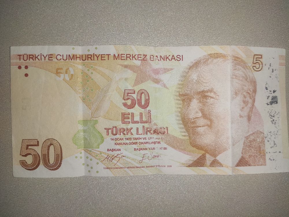 Paralar Trkiye 50 tl Satlk Basm hatal para