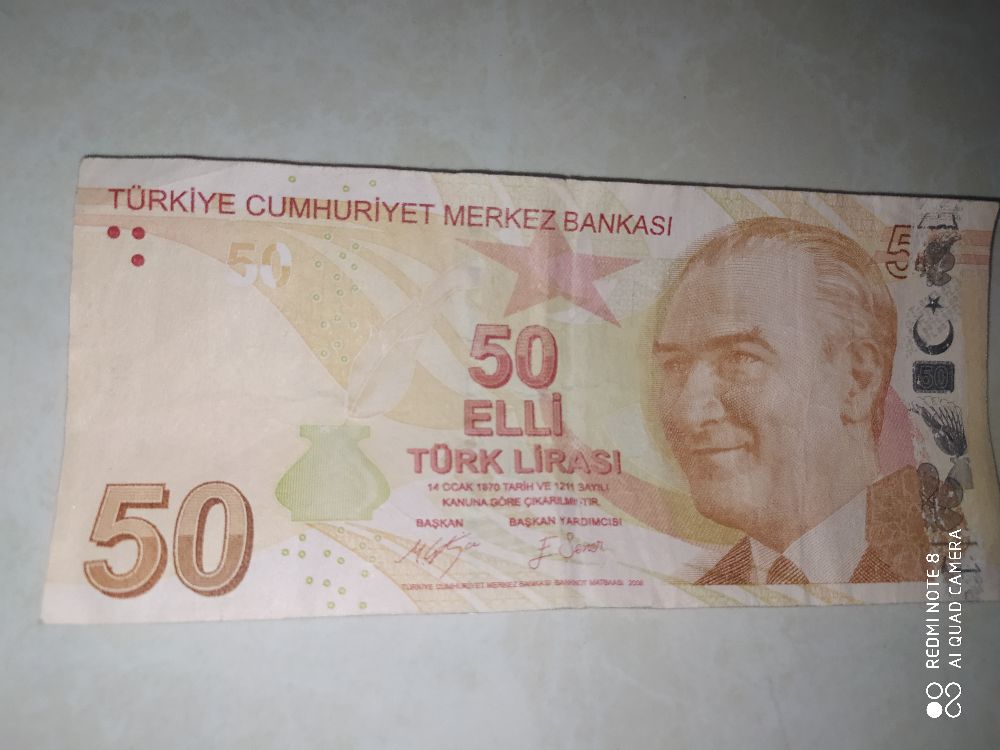 Paralar Trkiye 50 TL hatal basm para Satlk Hatal basm 50 tl