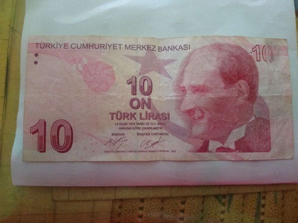 Paralar Trkiye Hatal basm 10 tl Satlk Hatal basm 10 Trk liras