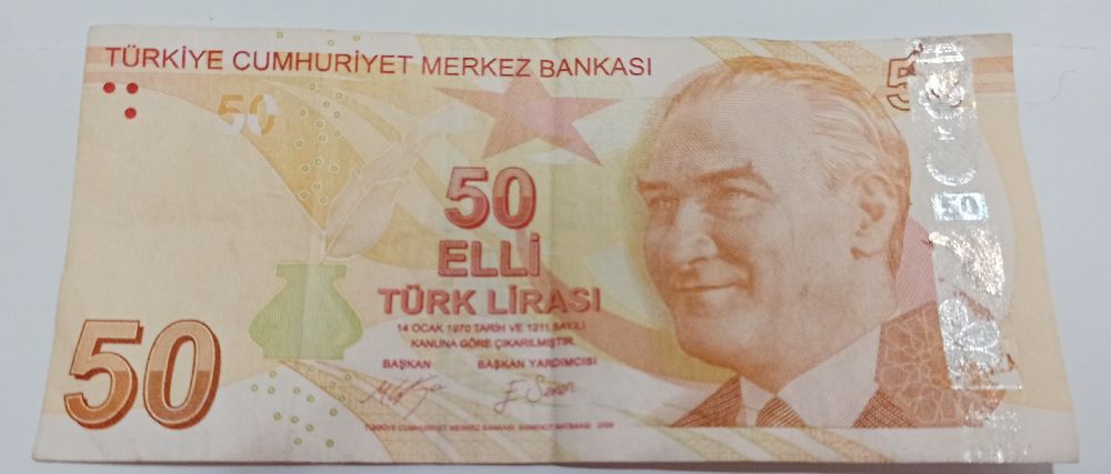 Paralar Trkiye Hatal basm 50tl Satlk Hatal basm 50 tl