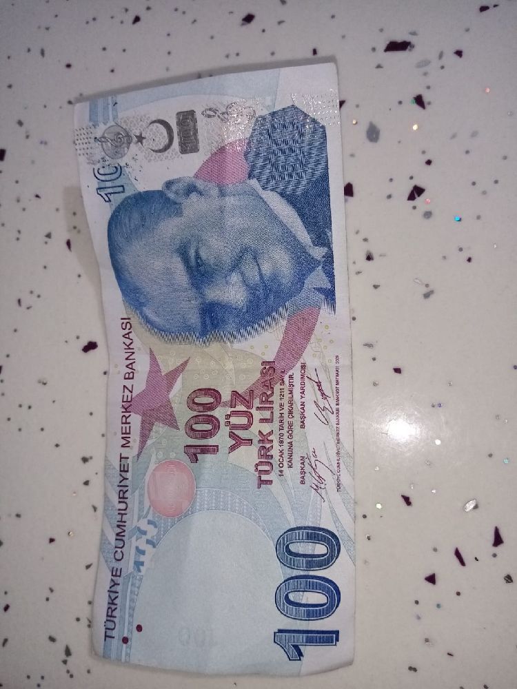 Paralar Trkiye 100 tl Satlk Hatal basm 100.