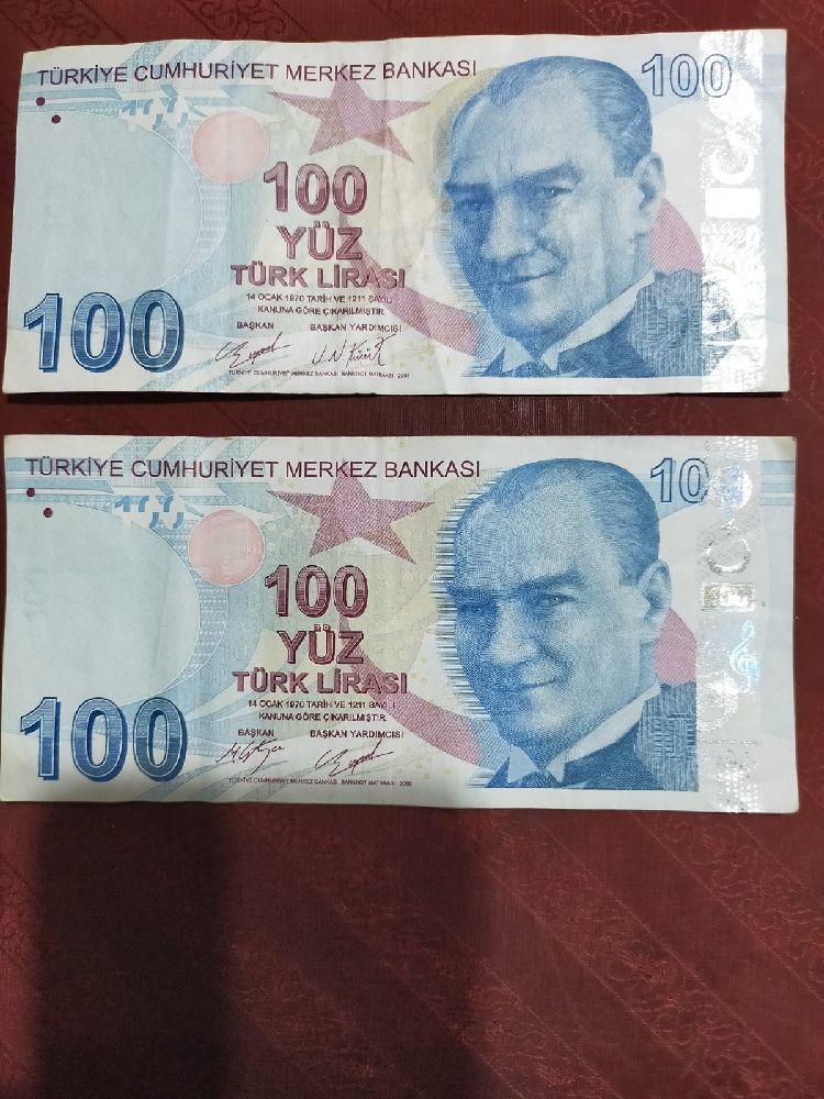 Paralar Orijinal banknot Satlk Hatal bask 100 Tl