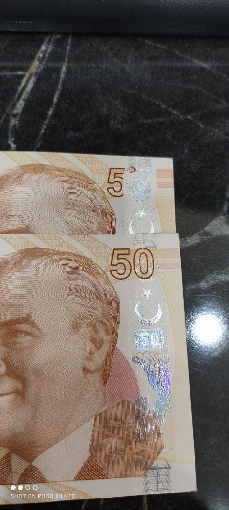 Paralar Trkiye Trk liras Satlk Hatal basm 50 tl