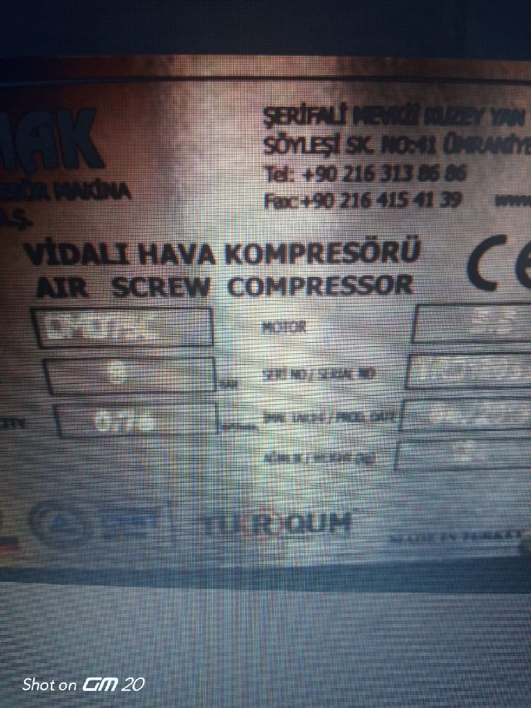 Kompresr Satlk Ekomak 5.5Kw 7.5 Hp Vidal Kompresr