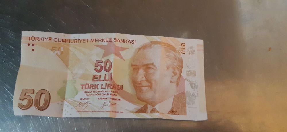 Paralar Trkiye 50 Tl Satlk Holografik erit Folya Silik Gzkyor hatal 50