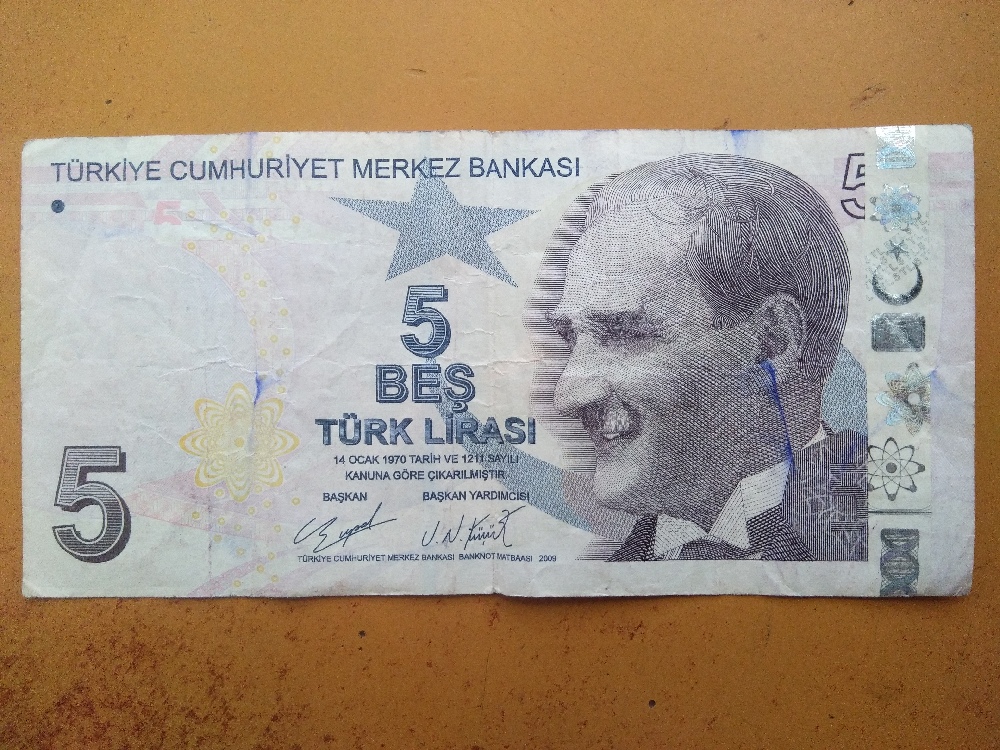 Paralar Trkiye Hatal basm 5tl Satlk Hatal basm 5 tl
