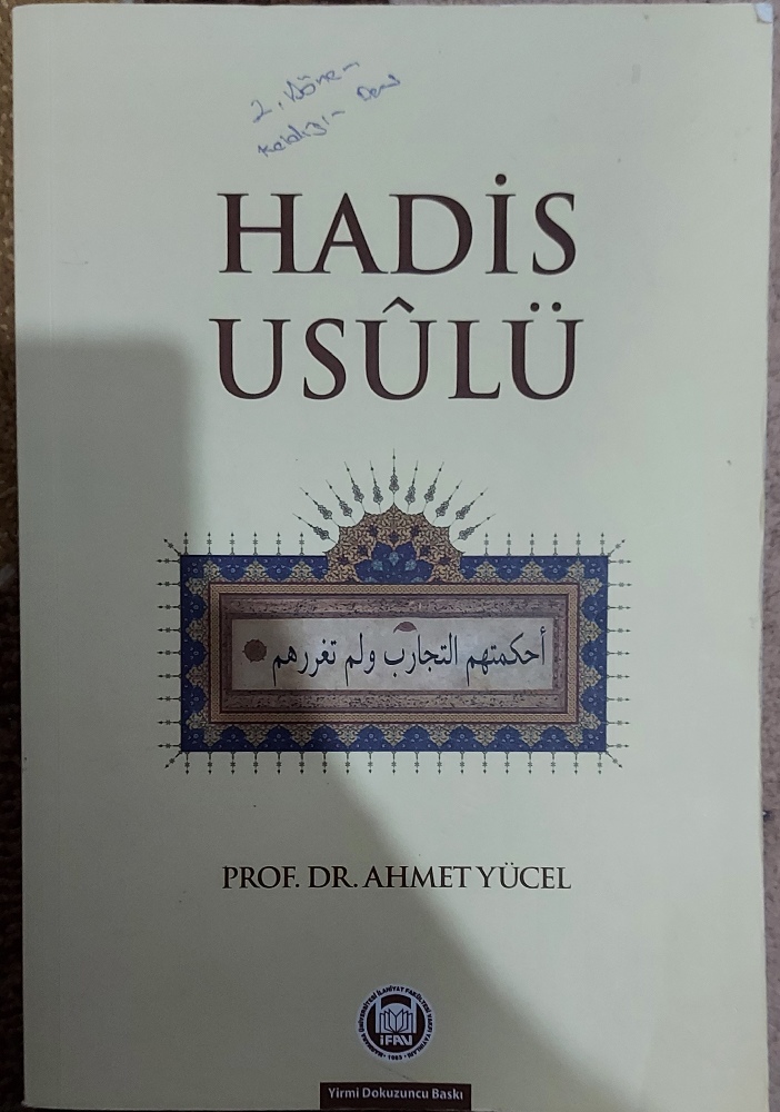 lahiyat Kitaplar Hadis Kitab Satlk Hadis Usl Prof. Dr. Ahmet Ycel