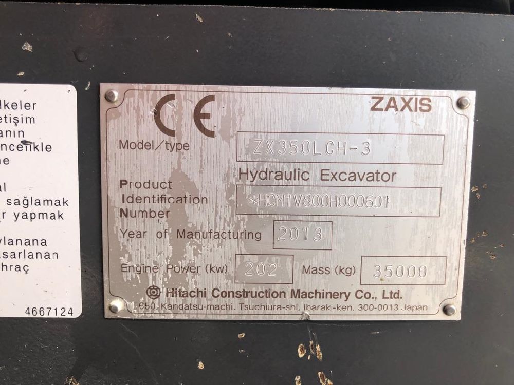 Ekskavatr Paletli Eskavator Satlk 2013 Hitachi Zx 350 Lch-3--Temiz