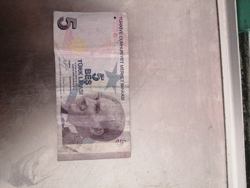 Paralar Trkiye Satlk Yanl basm 5 tl