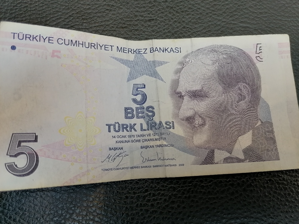 Paralar Trkiye Satlk Hatal basm 5 Tl