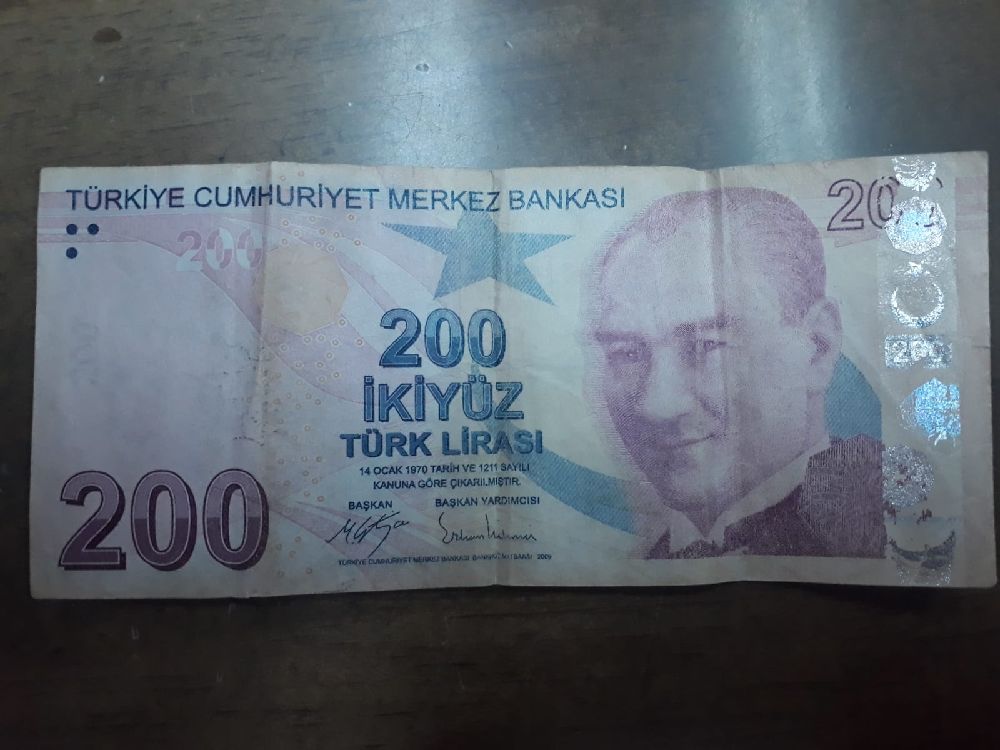 Paralar Trkiye Satlk 200 tl hatal basm para