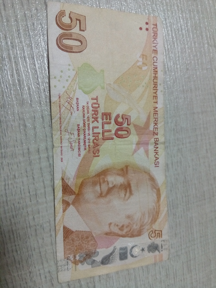 Paralar Trkiye 50 tl Satlk Hatal orjinal basm para