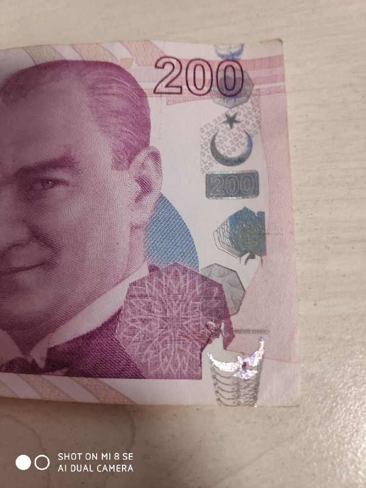 Paralar Trkiye Satlk 200 tl basm hatas para