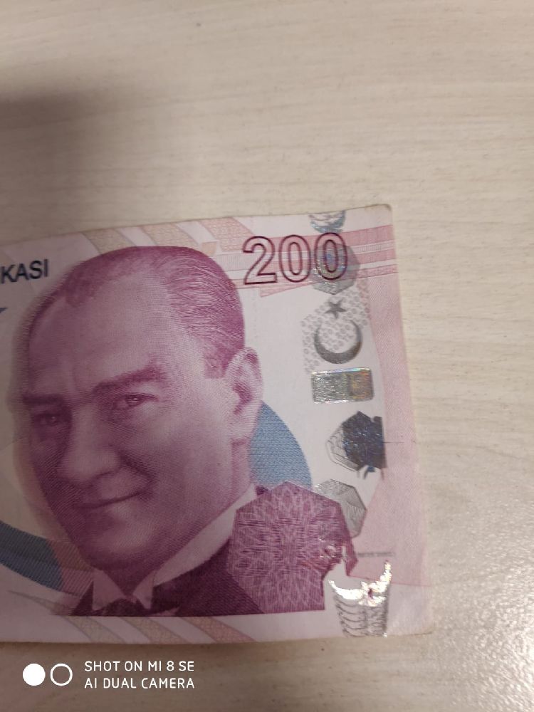 Paralar Trkiye Satlk 200 tl basm hatas para