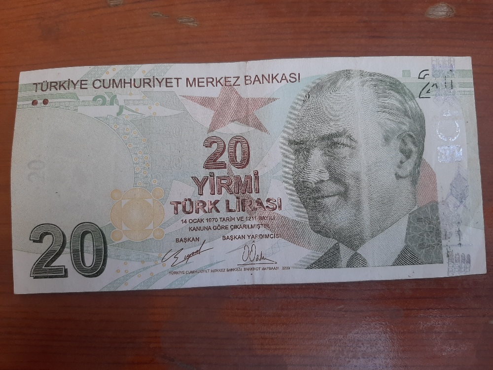 Paralar Turkiye 20 tl bask hatali para Satlk 20 tl hatali basim para