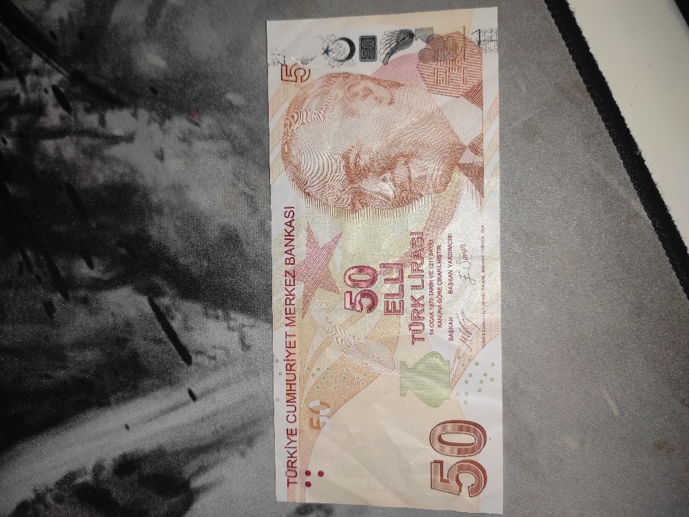 Paralar Trkiye Hatal basm 50 tl Satlk Hatal basm 50Tl