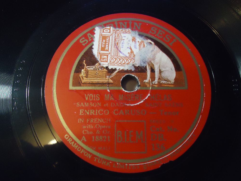 Klasik Mzik Plak Satlk Enrico Caruso Franszca 78'lik Tertemiz