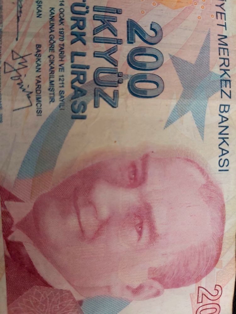 Paralar Trkiiye Satlk Hatal basm 200 lira
