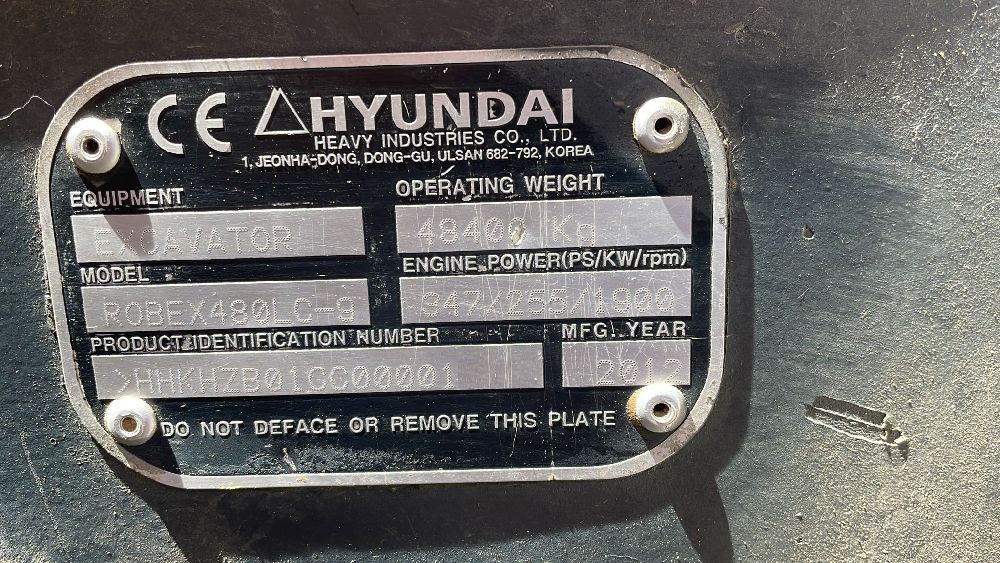 Ekskavatr Paletli Eskavator. Satlk 2012 Hyundai 480 Lc-9-Orjinal-Temiz