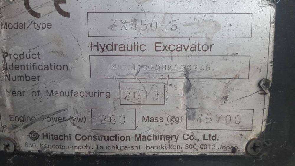 Ekskavatr Paletli Eskavator. Satlk 2013 Hitachi Zx 450 Lch-3-Revizeli-Temiz