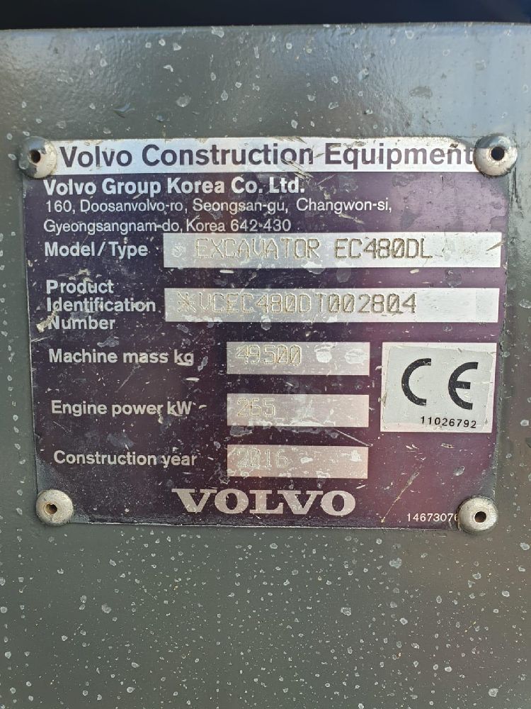 Ekskavatr Paletli Eskavator Satlk 2016 Volvo 480 Dl-Orjinal  Temiz