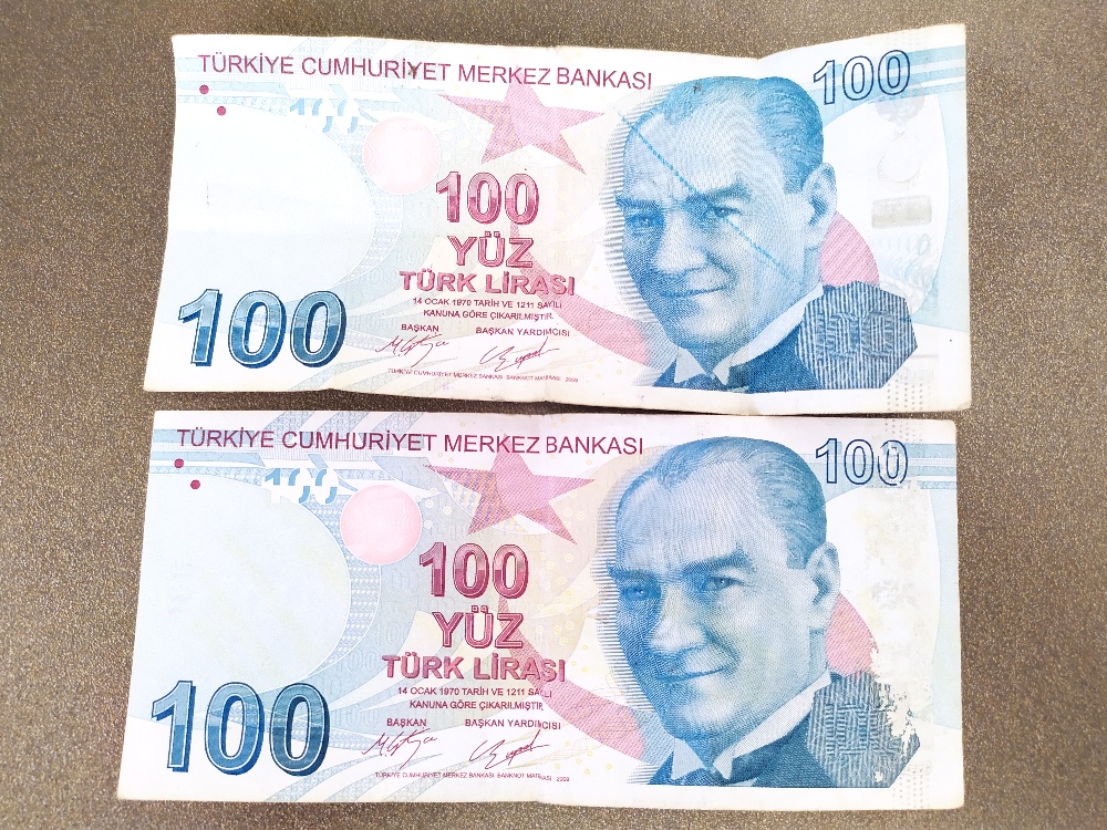 Paralar Trkiye 100 Trk Liras Satlk Hatal Basm 2 adet 100₺