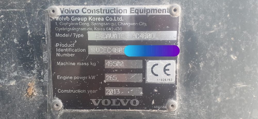Ekskavatr Paletli Eskavator Satlk 2013 Volvo Ec 480 Dl-Ar Hizmet-50 Ton.Orjinal