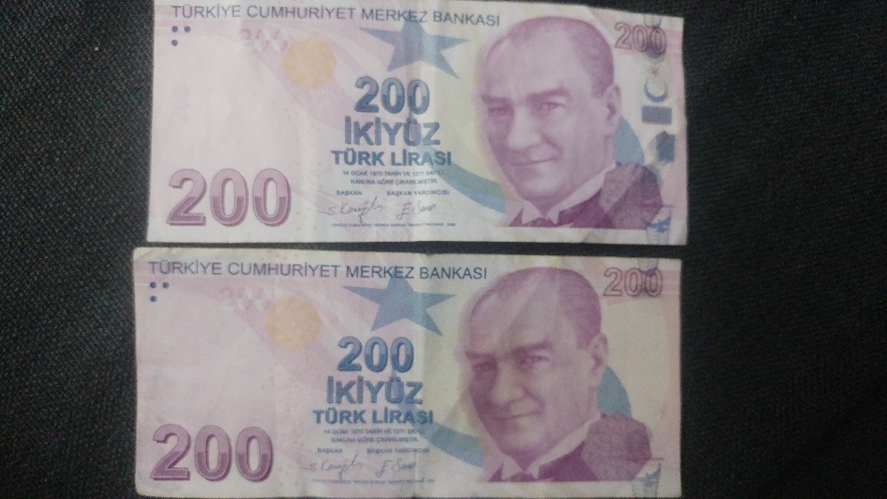 Paralar Trkiye Satlk Hatal basm,200 tl