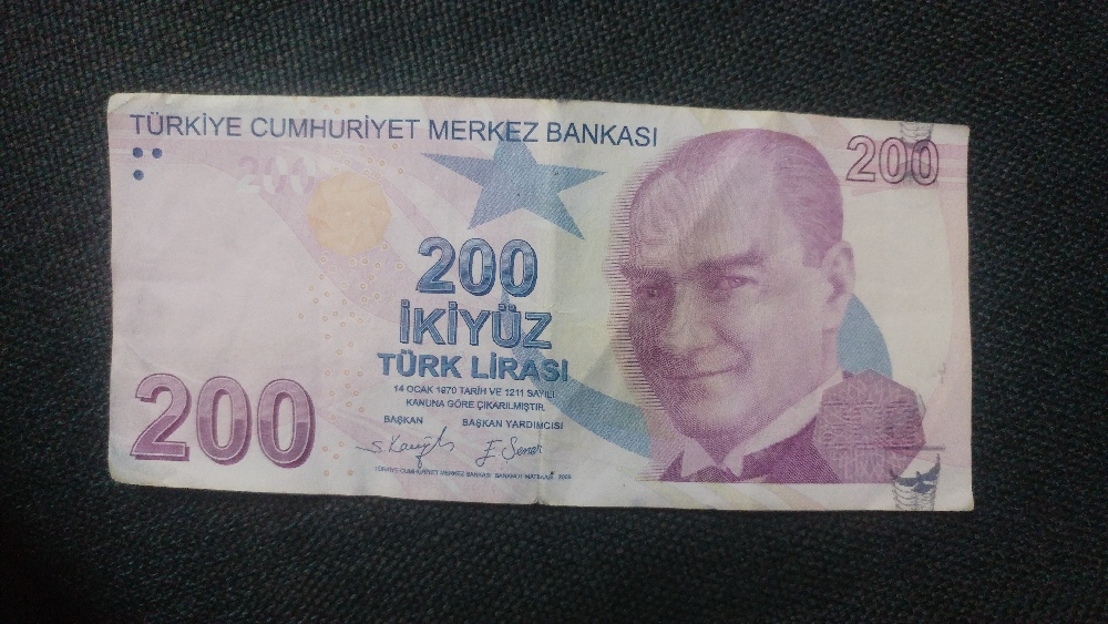 Paralar Trkiye Satlk Hatal basm,200 tl