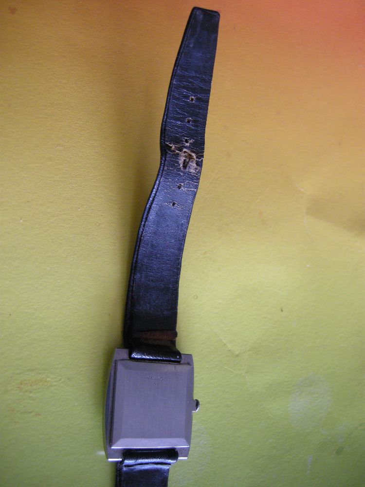 Saatler Satlk Longines eski kol saati kare siyah deri vintage