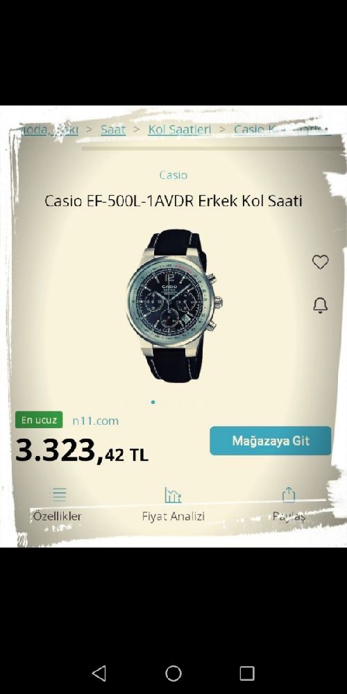 Saatler CASO EDIFICE Satlk Casio EF-500 Kol Saati