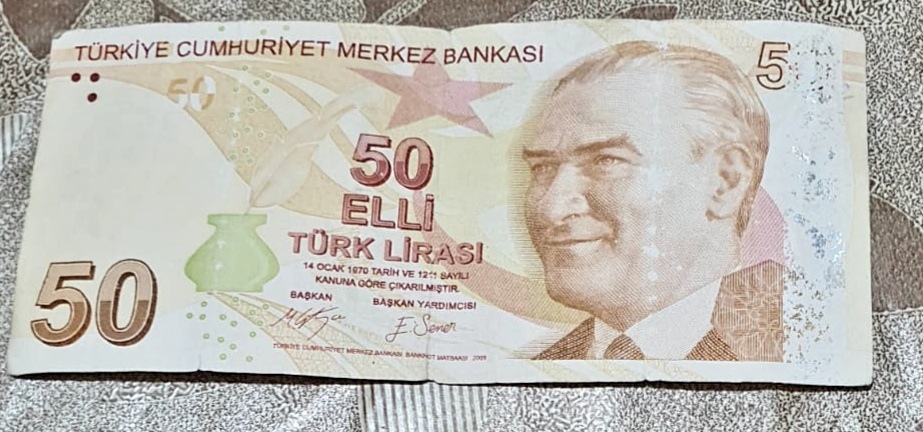 Paralar Turkiye Kaģit para Satlk 50tl