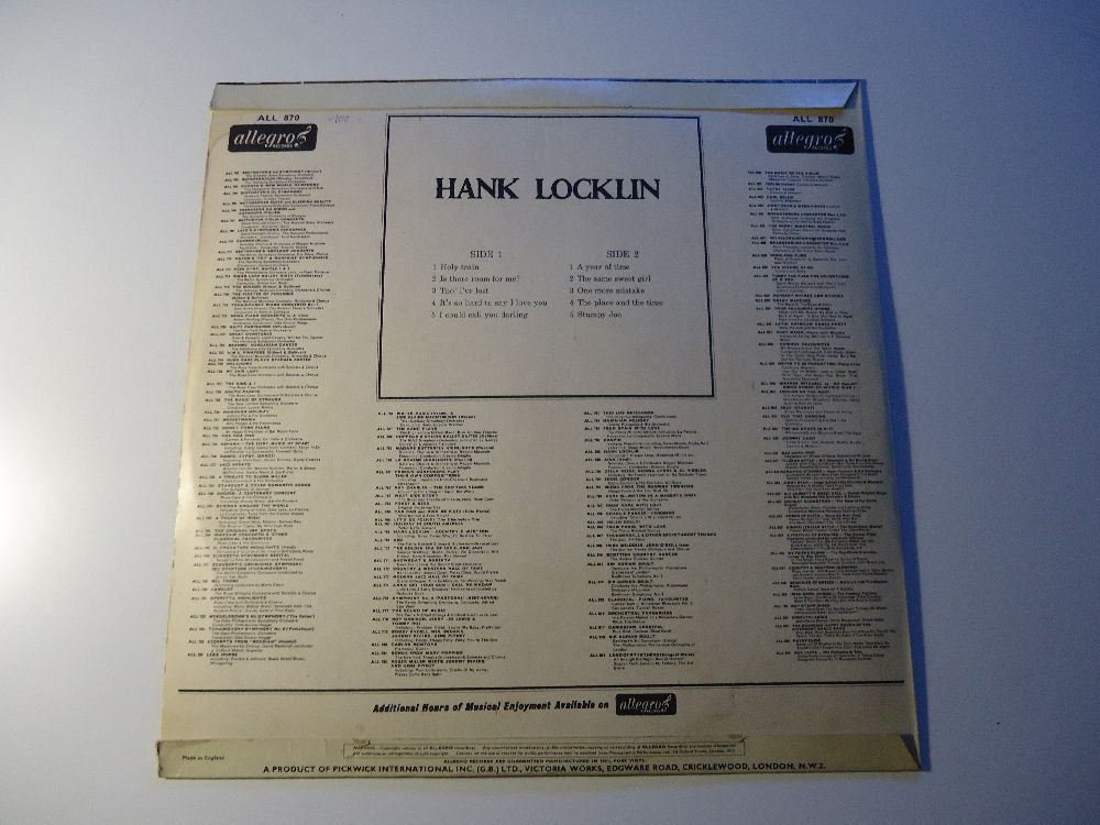 Folk Plak Satlk Hank Locklin - Hank Locklin Lp Tertemiz