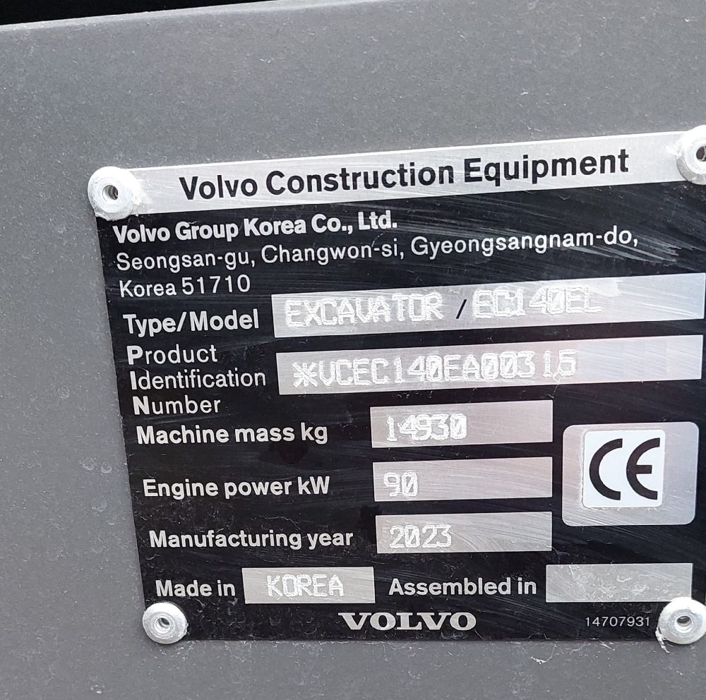 Ekskavatr Paletli Eskavator Satlk 2023 Volvo Ec 140 El-@ Blue-Sistemli Sfr Mak