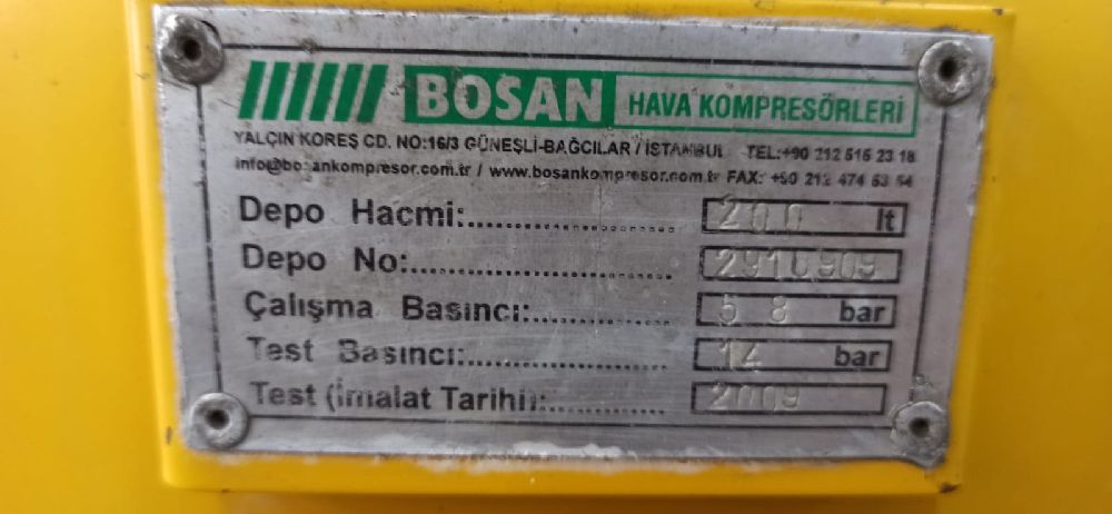 Kompresr Satlk Bosan 200Lt Pistonlu Kompresr